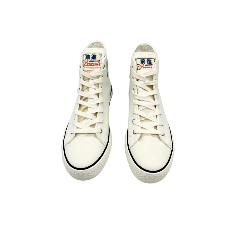 QIANJIN Wear resistant And Lightweight High Top Canvas Shoes Men's Ecru-4