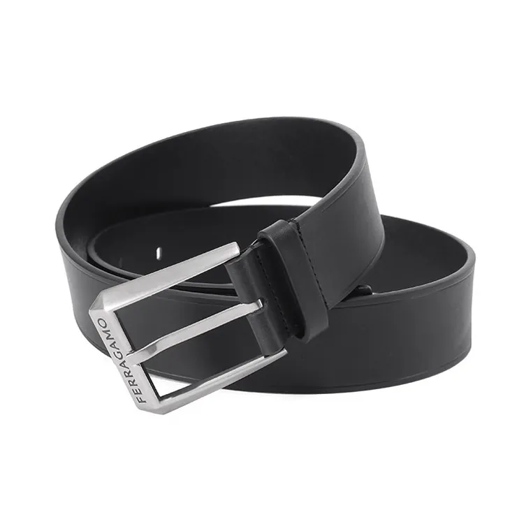 FERRAGAMO Cow Leather Leather Belts Men's Black 3.8cm-2