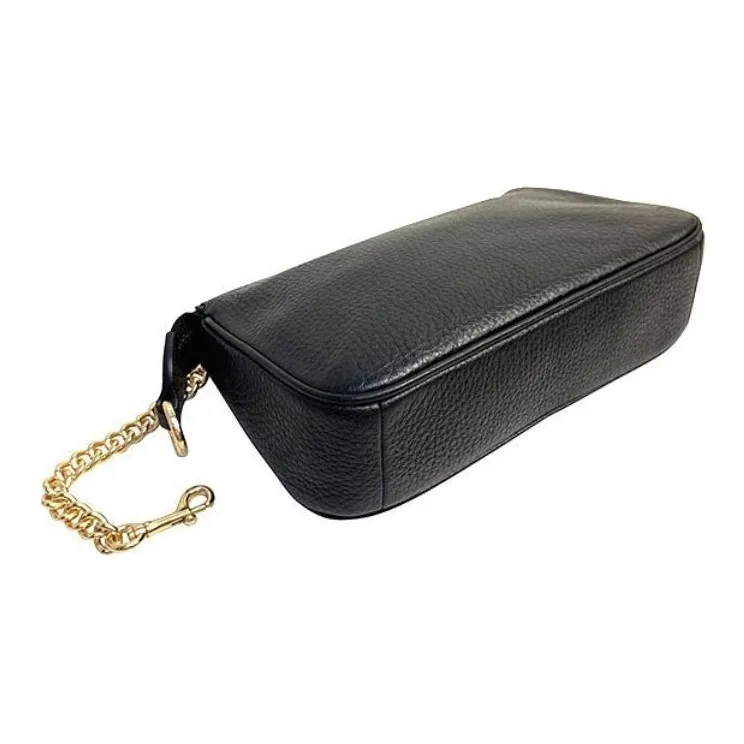 COACH Wristlet Leather Shoulder Bag Women's Black-4