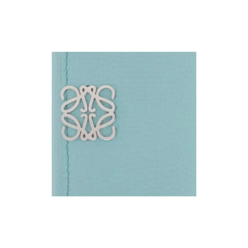 LOEWE Anagram Pebble Texture Calfskin Key Pouch Women's Aqua Blue-2