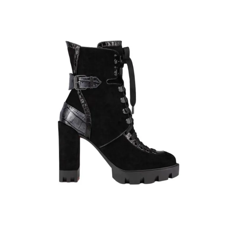 CL LUBOTING Macademia Ankle Boots 10cm Women's Black-1