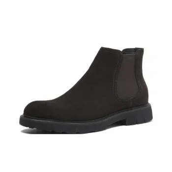 ELLE HOMME Short Chelsea Boots Men's Dark Brown Europe Version