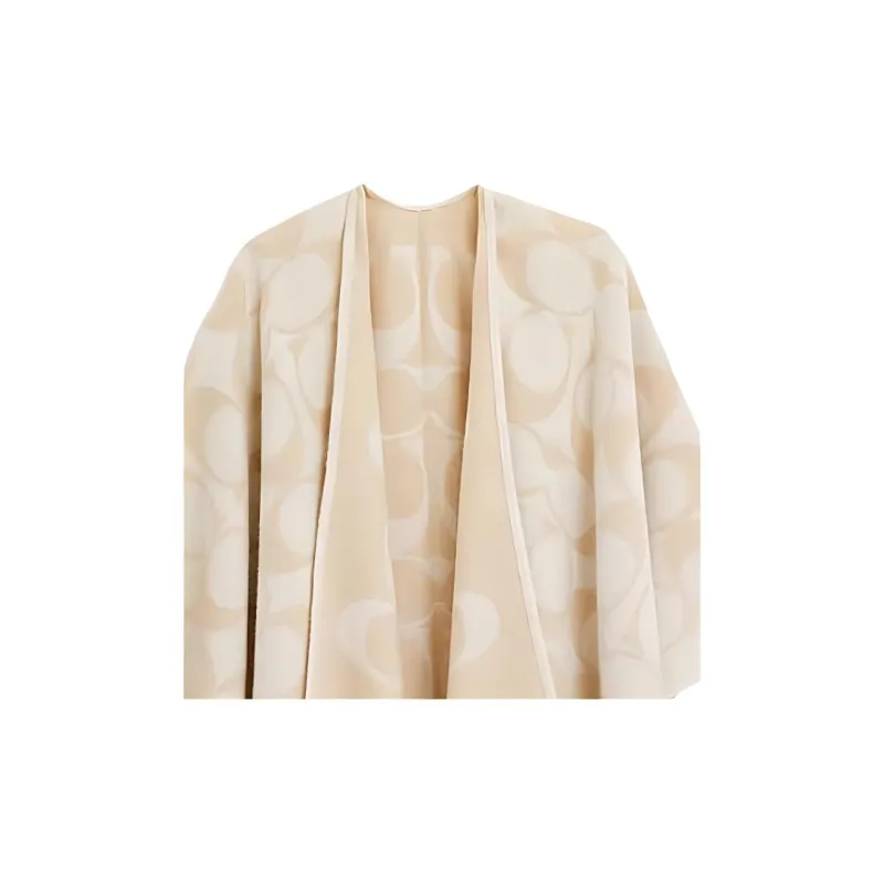 COACH Sheep Wool Polyamide Shawls Women's Chalk White-2