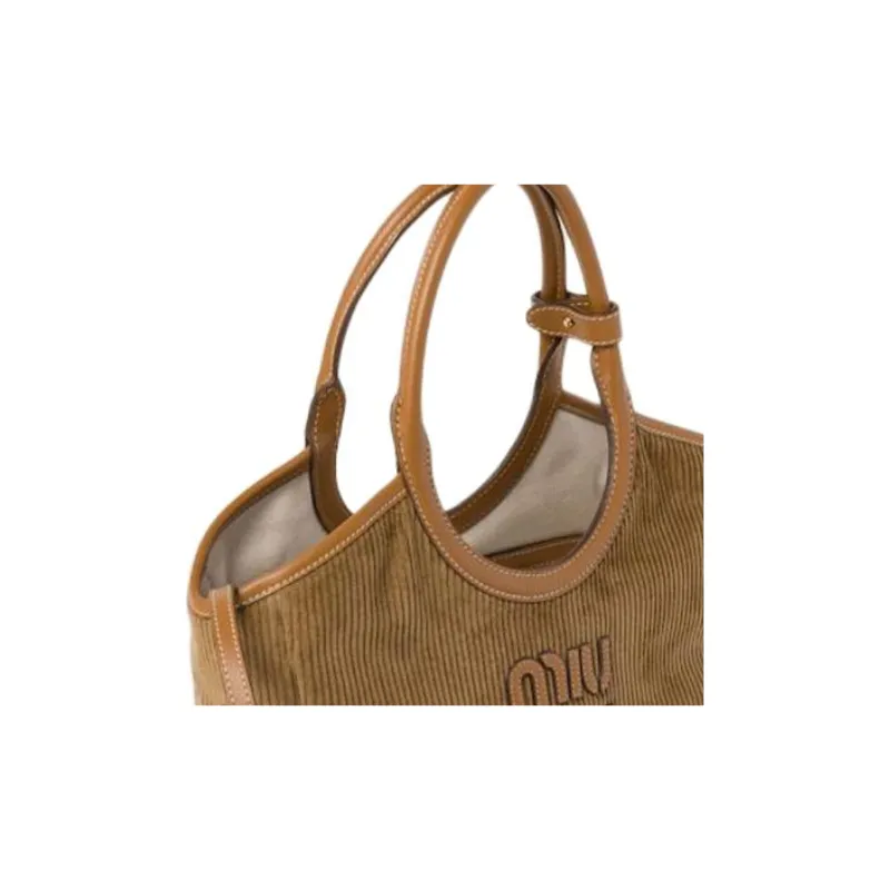 MIU MIU Fabric Shoulder Bag Crossbody Bag Handbag Women's Cinnamon-4
