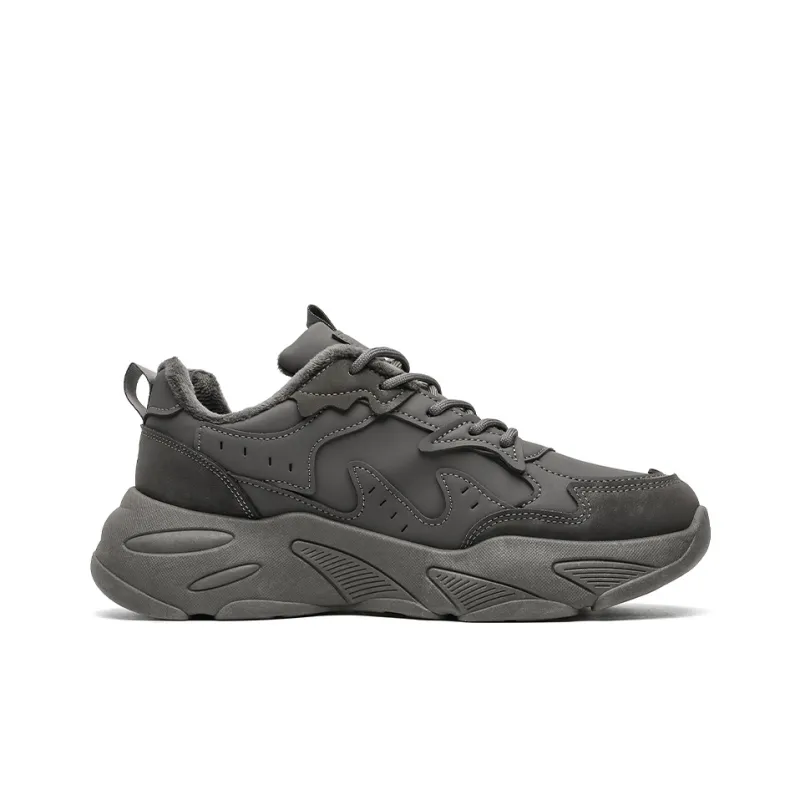 Warrior Height Increasing Warmth Low Top Chunky Sneakers Men's Charcoal Black-1
