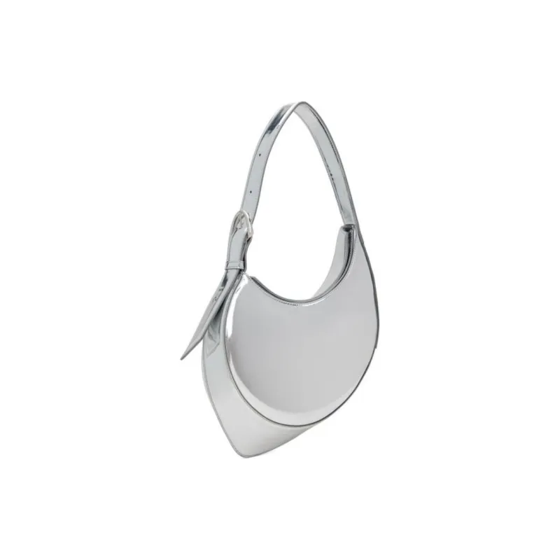 Mugler Faux Leather Shoulder Bag Small Size Women's Silver-2