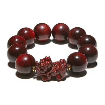 Crabs Red Rosewood Compressed Wood Beaded Bracelet Unisex