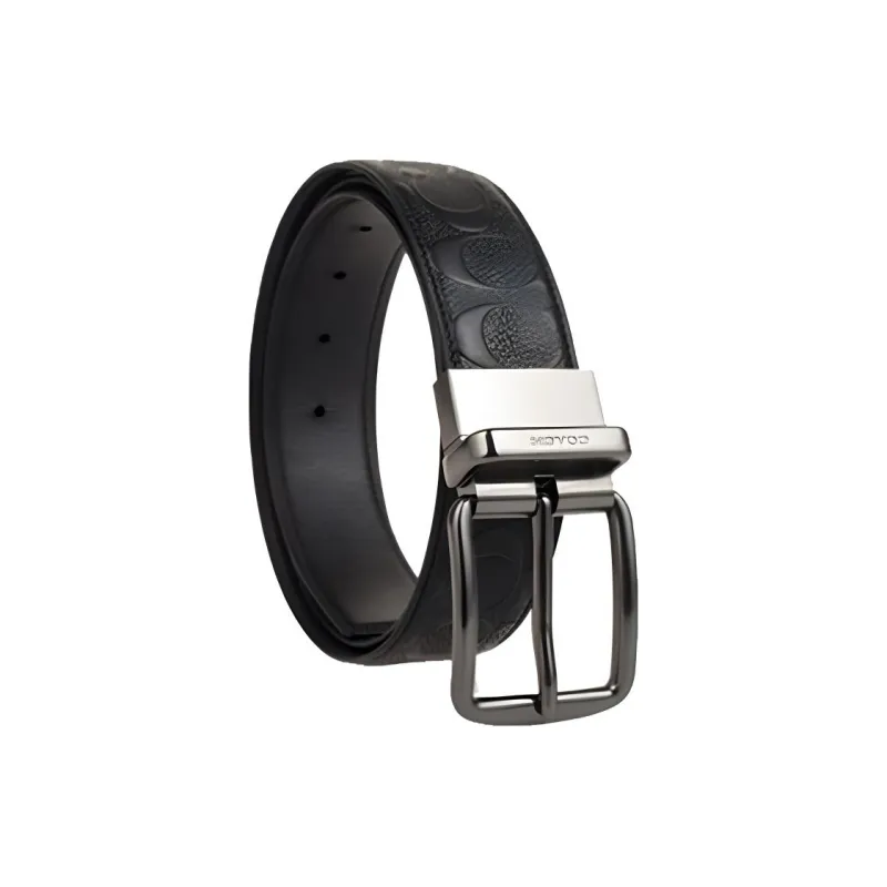 COACH Men's Wide Harness Cut To Size Reversible Signature Leather Belt Black-2