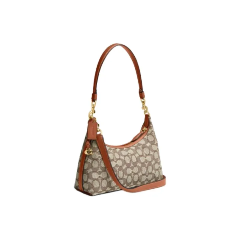 COACH Juliet Fabric Cow Leather Patchwork Crossbody Bag Shoulder Bag Medium Size Women's Cocoa Polished-1