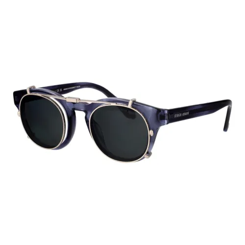 GIORGIO ARMANI Acetate Round Sunglasses Men's Blue
