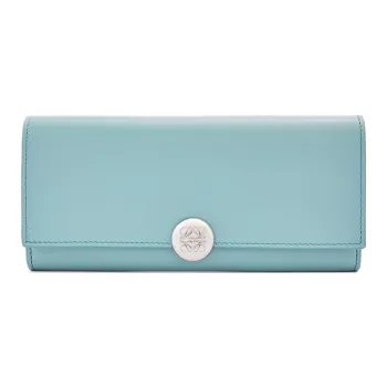 LOEWE Shiny Nappa Calfskin Wallet Women's Aqua Blue