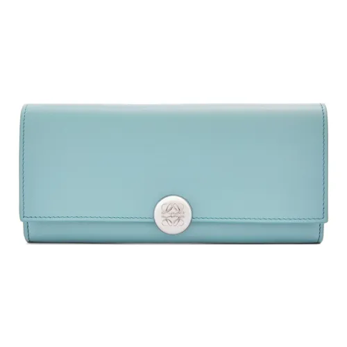 LOEWE Shiny Nappa Calfskin Wallet Women's Aqua Blue
