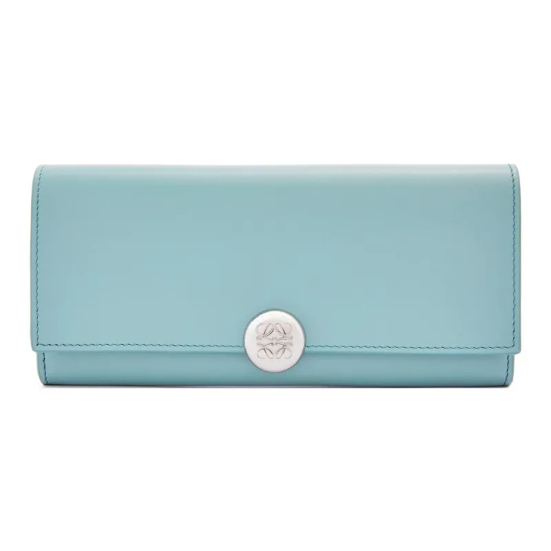 LOEWE Shiny Nappa Calfskin Wallet Women's Aqua Blue-0