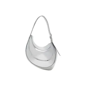 Mugler Faux Leather Shoulder Bag Small Size Women's Silver