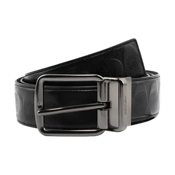 COACH Men's Wide Harness Cut To Size Reversible Signature Leather Belt Black