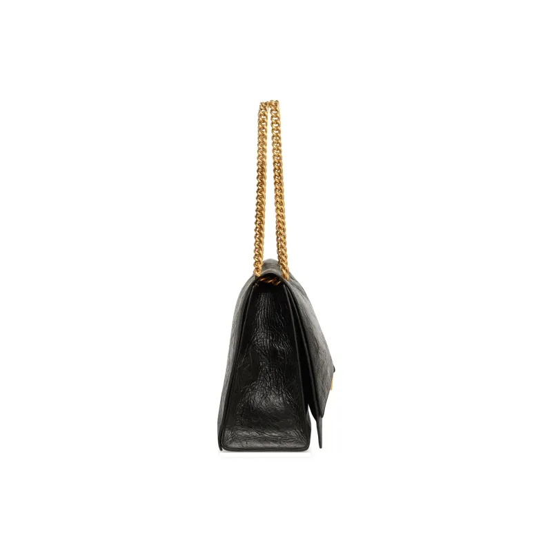 Balenciaga CRUSH Cow Leather Double Chain Bag, Crossbody Bag, Shoulder Bag Tubas Women's Brown-2