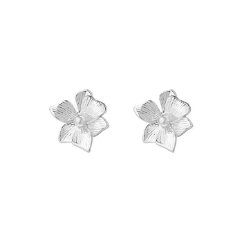Heart Grass 999 Fine Silver Stud Earrings Women's