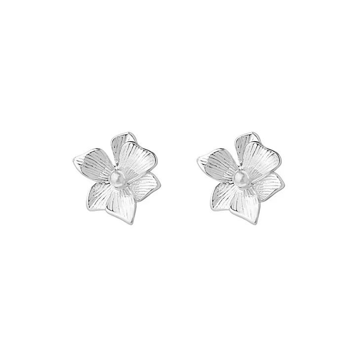 Heart Grass 999 Fine Silver Stud Earrings Women's-0