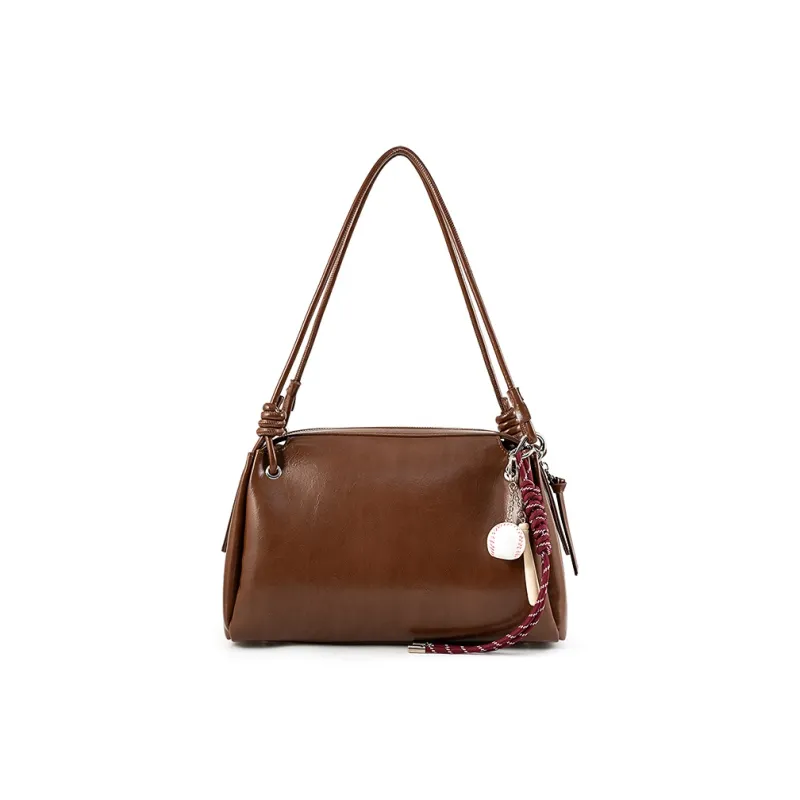 Vigno Synthetic Leather Shoulder Bag Regular Women's Coffee/Coconut Shell Brown/Black/Red-7