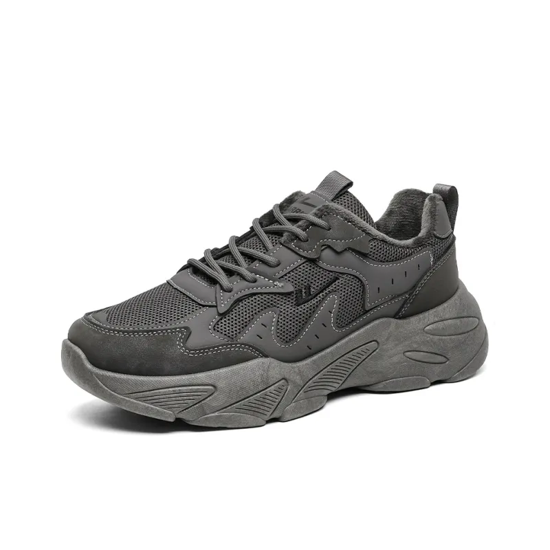 Warrior Height Increasing Warmth Low Top Chunky Sneakers Men's Charcoal Gray-2