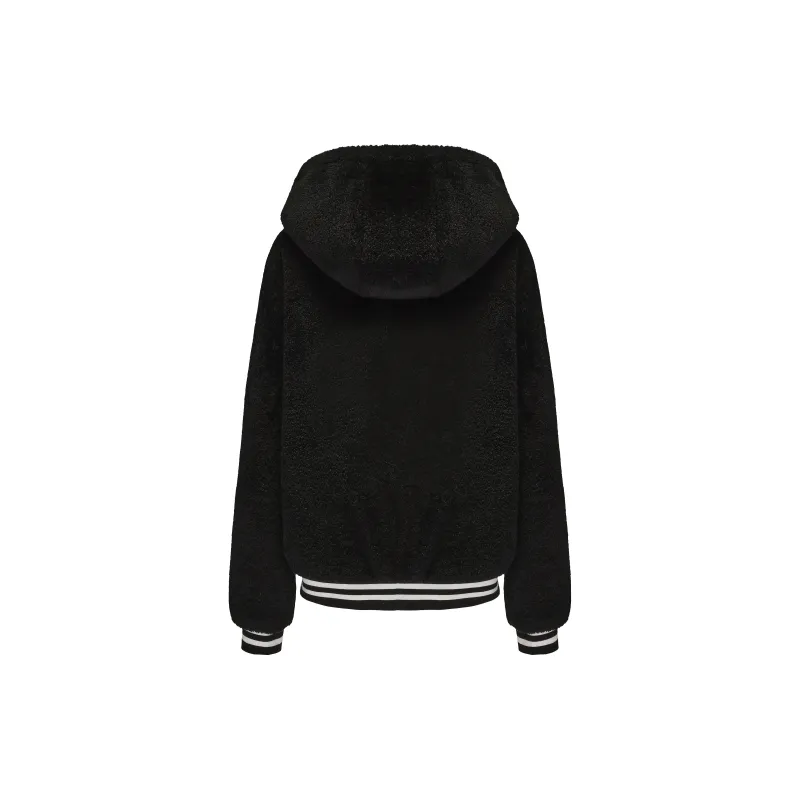 CHIWAWAMEME Velvet feel Coat Women's Plush Black-1