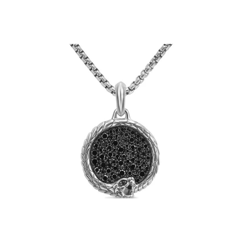 David Yurman Sterling Silver Cairo Ouroboros Diamond Amulet 25mm-1