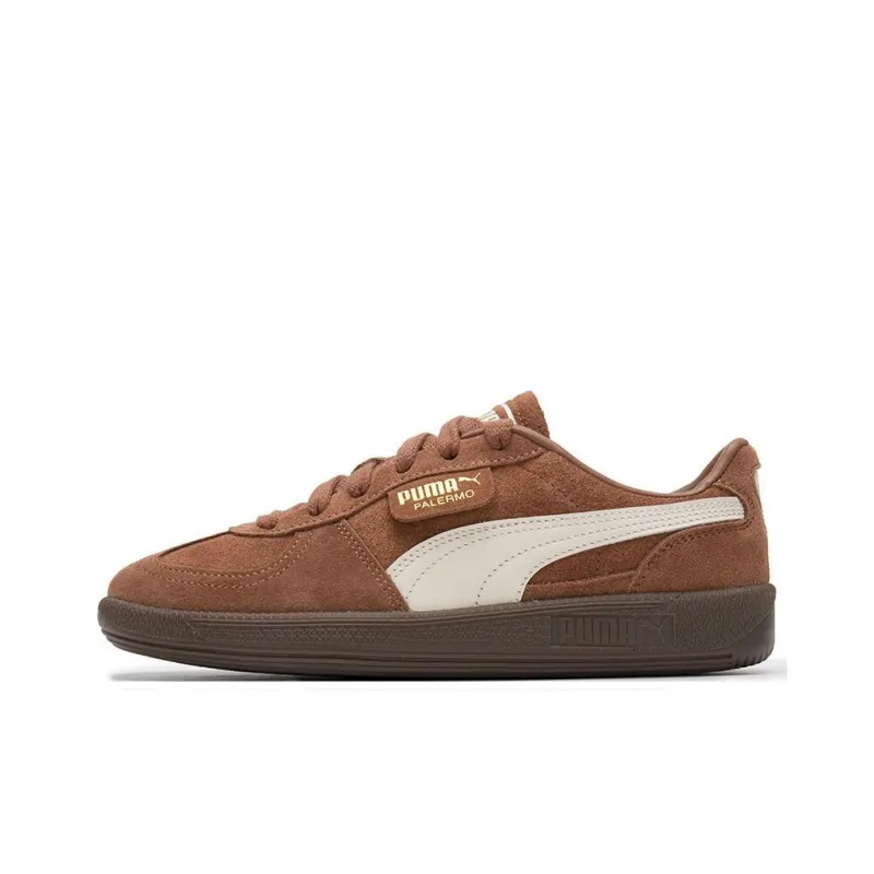 PUMA Palermo Anti Slip Wear Resistant Low Top Skateboard Shoes Unisex Brown-0