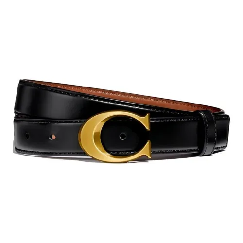 COACH Cow Leather Leather Belts Women's Black Width  2.5cm