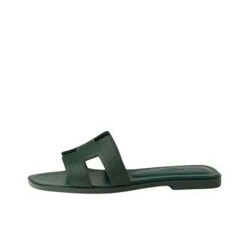HERMES Oran Slide Slippers Women's Green
