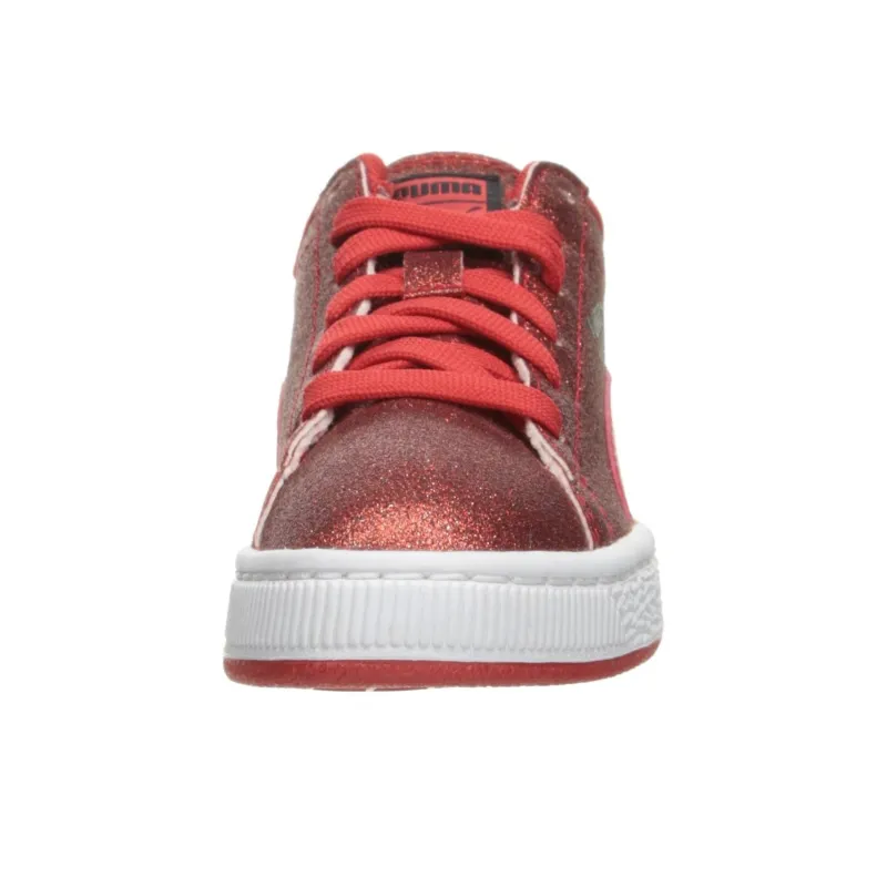PUMA Basket Slip Resistant Cushioning Wear Resistant Low Top Skateboard Shoes Women's Red-2