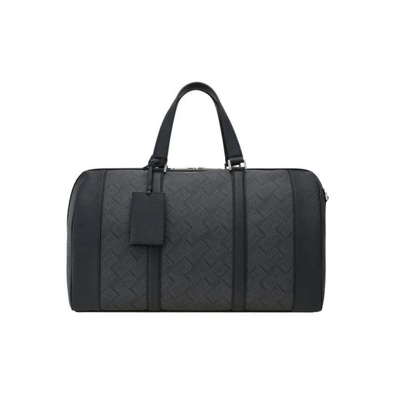 FERRAGAMO Polyurethane Portable One Shoulder Travel Bag Men's Gray & Black-0