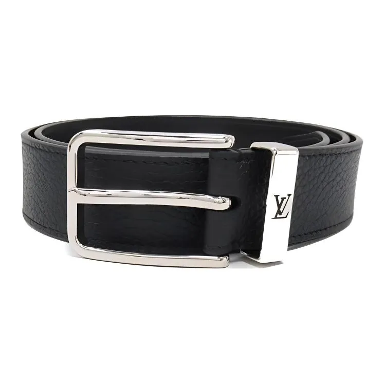 LOUIS VUITTON Cow Leather Belts Men's Black Width 3.5cm-1