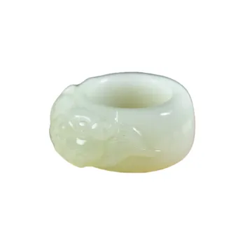 Jade Charm Yao Hetian Jade Rings White Jade/Pale Greenish White Jade Unisex