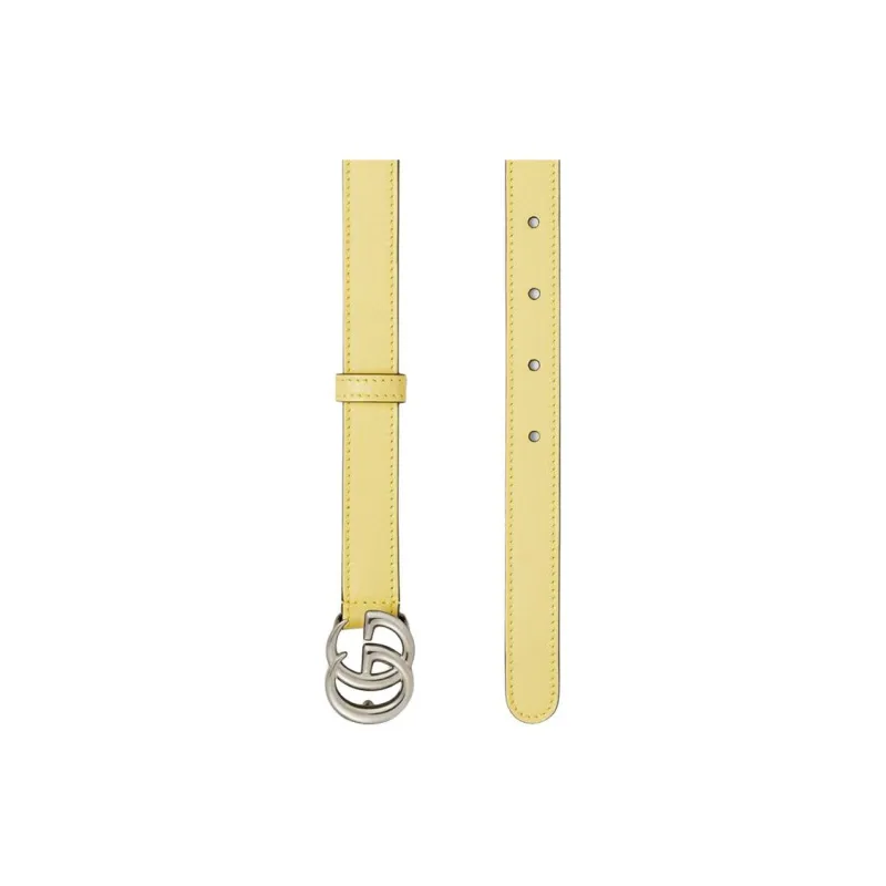 GUCCI Metal Leather Belts Women's Yellow Width  2CM-2
