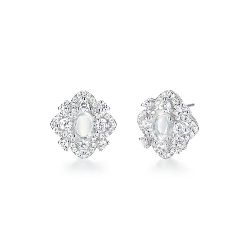 Suddenly Lucky Chalcedony Stud Earrings Women's-0