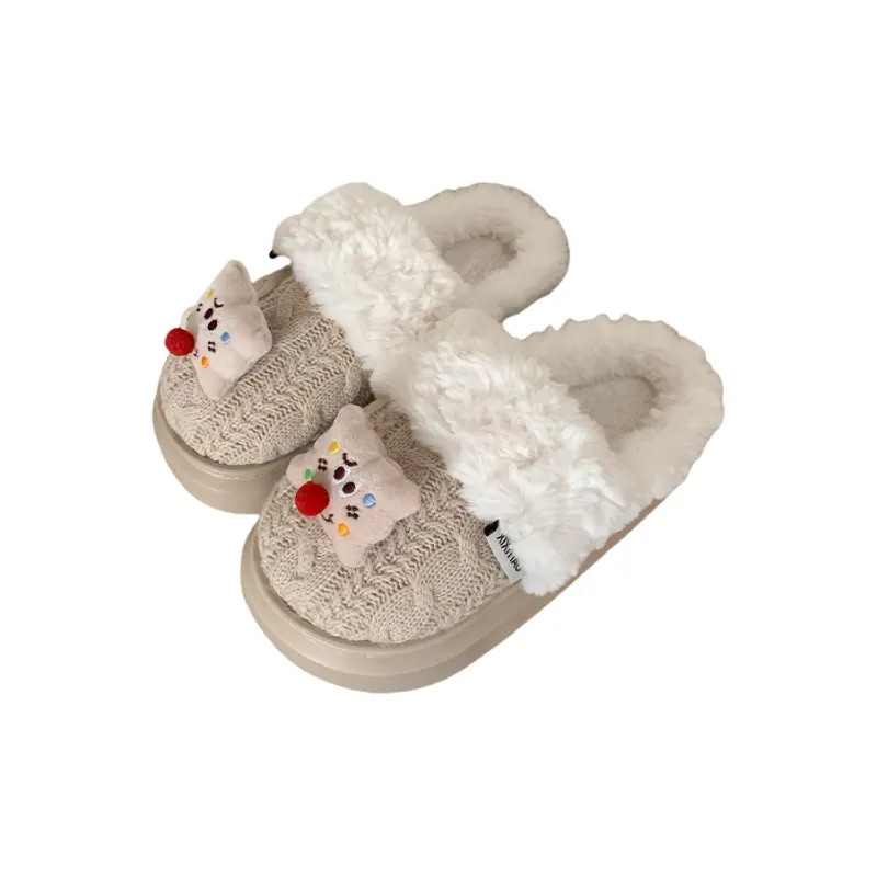 SHIGUDE Cotton Slippers Women's White-6