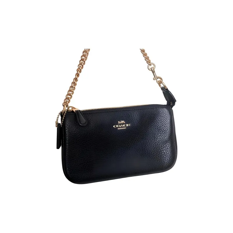 COACH Wristlet Leather Shoulder Bag Women's Black-1