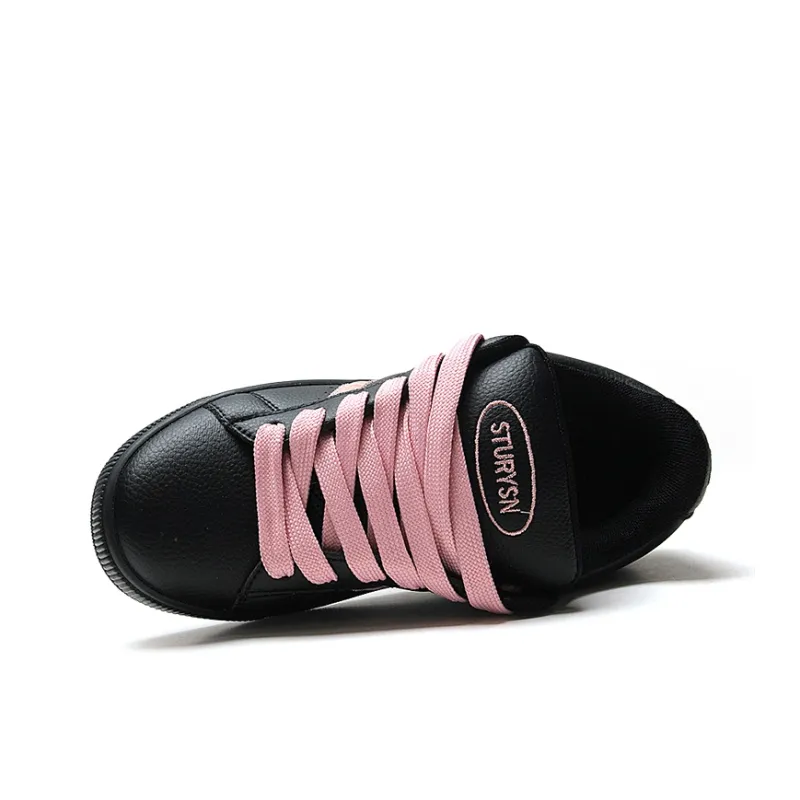 STUR YSN Wear resistant And Lightweight Low Top Skateboard Shoes Women's Black Pink-5