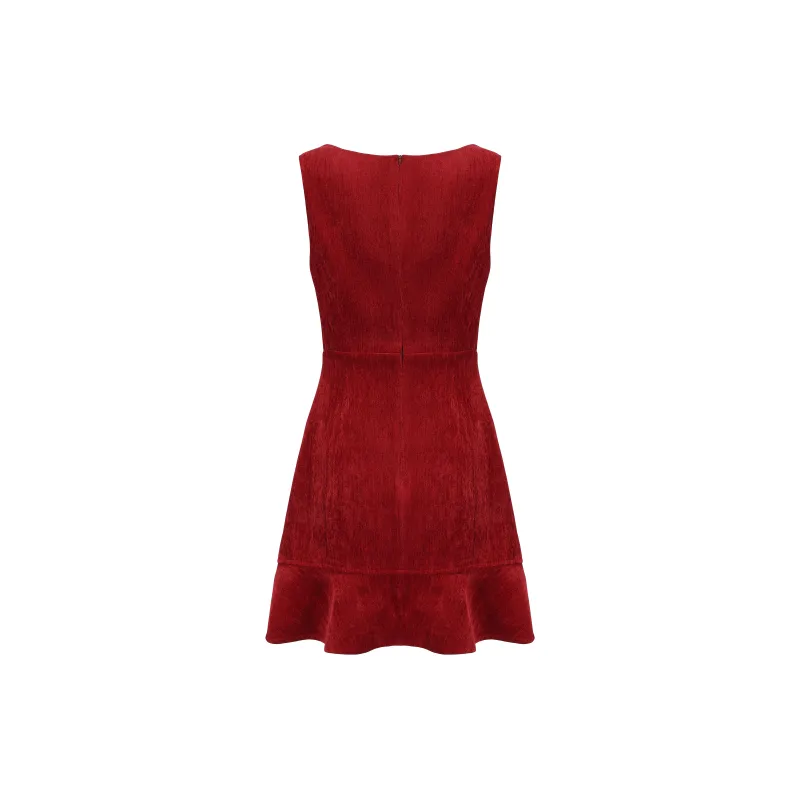 CHIWAWAMEME Sleeveless Dress Women's Sweet Berry Red-1