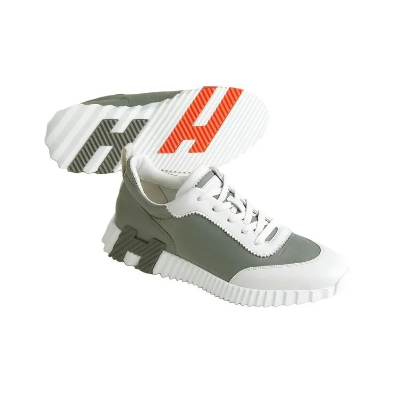 HERMES Bouncing Low Top Casual Shoes Men's Green-3