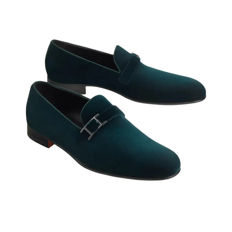 HERMES Jules Loafers Men's Green-2