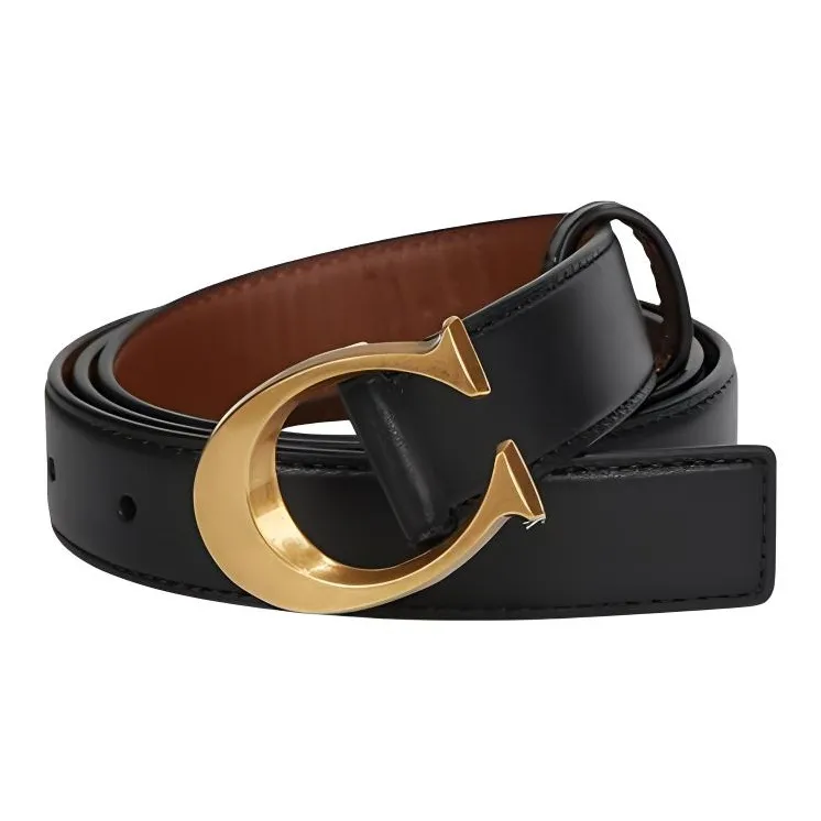 COACH Cow Leather Belts Women's Black Width 2.5cm-2