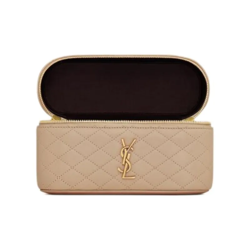 SAINT LAURENT GABY Lambskin Makeup Bag, Shoulder Bag, Crossbody Bag, Handbag Women's Toffee-5