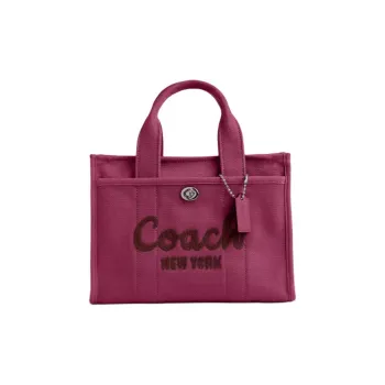 COACH Cargo Canvas Bag, Tote Bag, Shopping Bag, Shoulder Bag, Crossbody Bag, Handbag Medium Size Women's Pink & Silver