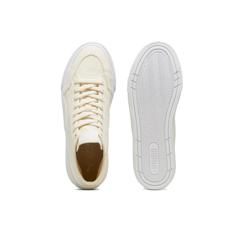 PUMA Court Classic Vulc Anti Slip Wear Resistant Mid Top Canvas Shoes Men's Ecru-3