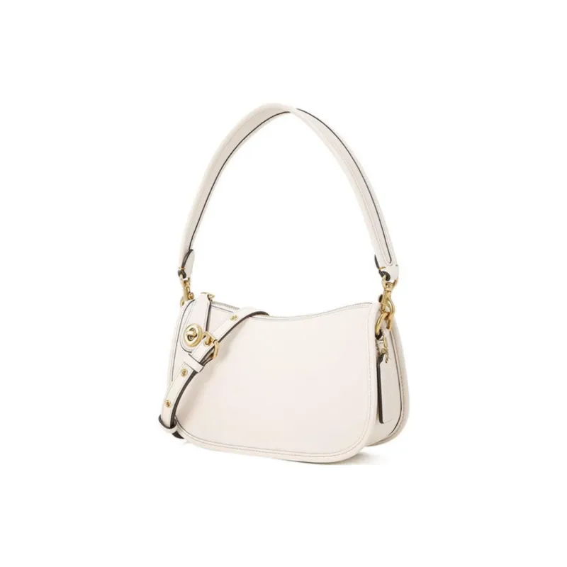 COACH Swinger Glove Tanned Leather Handbag Shoulder Bag Crossbody Bag Medium Size Women's Chalk White-2