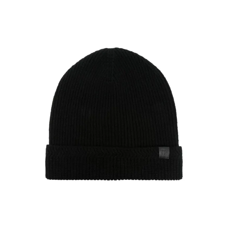 TOM FORD Logo patch Ribbed Beanie-0