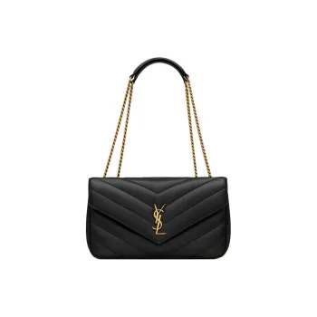 SAINT LAURENT LOULOU Lambskin Envelope Bag Crossbody Bag Shoulder Bag Medium Size Women's Black