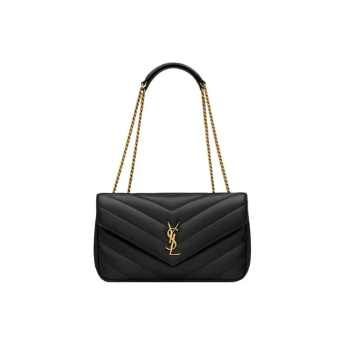 SAINT LAURENT LOULOU Lambskin Envelope Bag Crossbody Bag Shoulder Bag Medium Size Women's Black