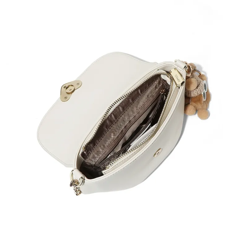 Teenmix Cow Leather Cloud Bag, Shoulder Bag, Crossbody Bag Trumpets Women's Black/Ecru/Pink-8
